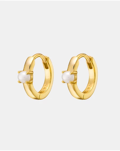 Zoe Olivia - 14K Gold Vermeil Pearl Huggies