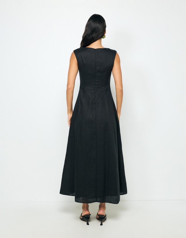 AERE - Chloe Panelled Linen Midi Dress