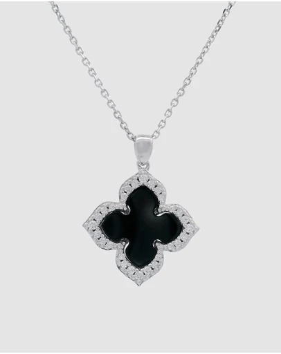 Georgini - GEORGINI MIDNIGHT VELVET BLACK AGATE FAIRWATER PENDANT SILVER