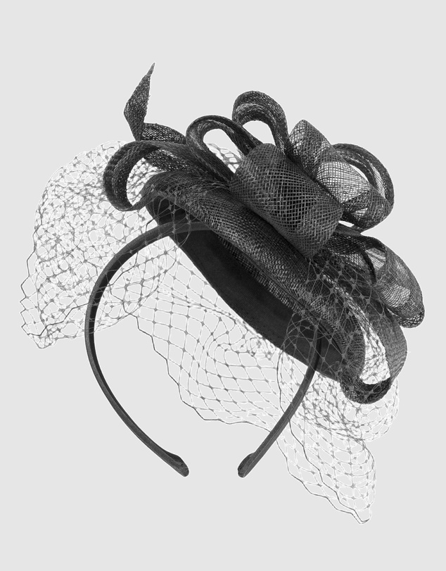 Max Alexander - Sinamay Black Veil Fascinator