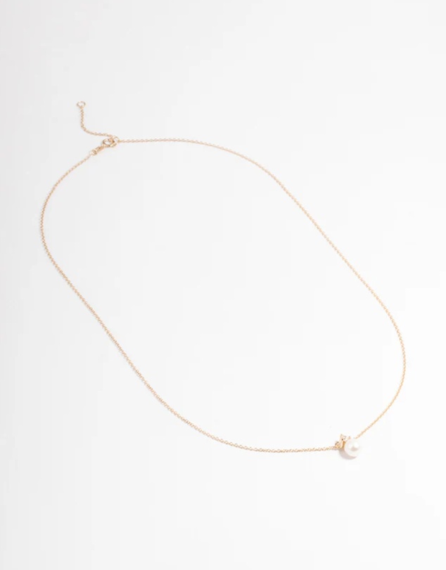 Lovisa - Gold Plated Sterling Silver Pearl Cubic Zirconia Necklace