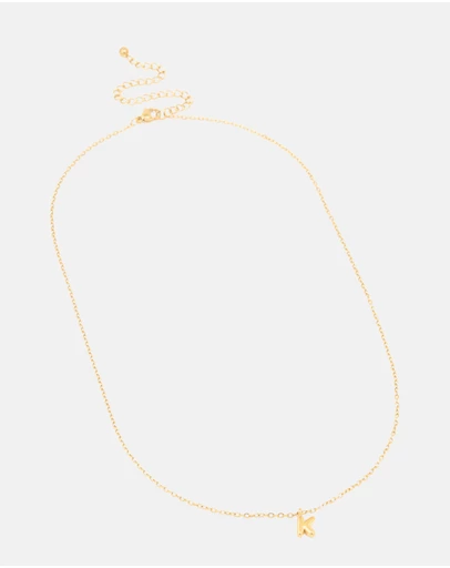 Lovisa - Waterproof Gold Plated Stainless Steel Mini Bubble Letter K Necklace