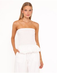 Petal & Pup - Stori Shirred Top - White Broderie