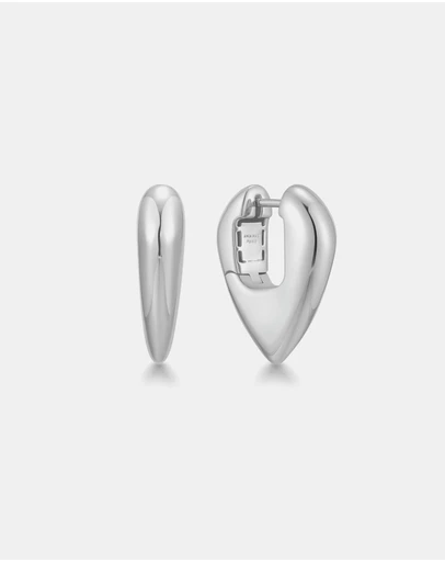 Ania Haie - Ania Haie Silver Puffy Shield Hoop Earrings