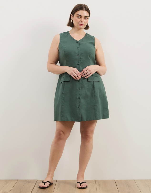 Atmos&Here Curvy - Juno Tailored Linen Blend Mini Dress