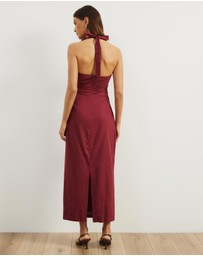 Atmos&Here - Bec Halter Neck Linen Blend Midi Dress