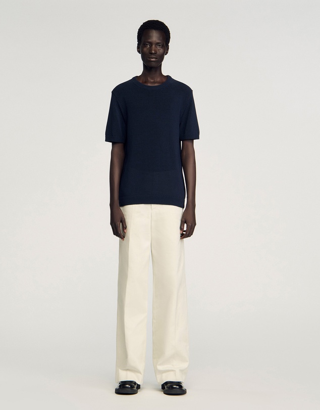 Sandro - Cotton Knit Tee Sweater
