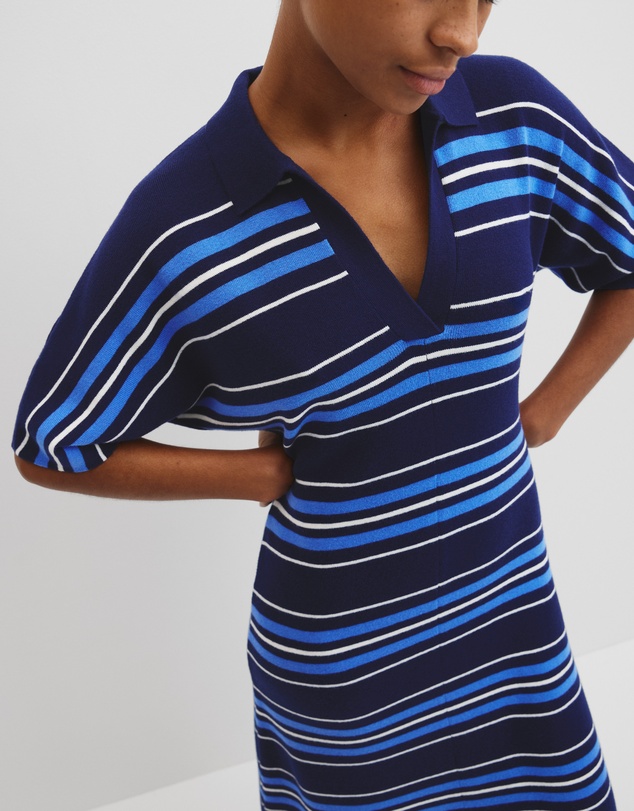 Country Road - Australian Merino Stripe Polo Knit Dress