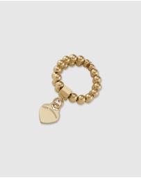Von Treskow - 2-strand Stretchy Ring with VT Flat Heart
