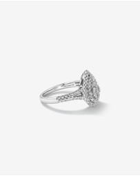 Michael Hill - 0.65 Carat TW Pear Cluster Halo Diamond Ring in 10kt White Gold