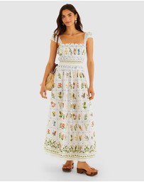 Farm Rio - Tropical Porcelain Off-White Maxi Dress