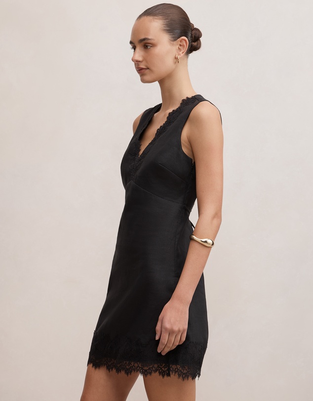 Forever New - Zali Lace Trim Linen Mini Dress