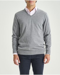 3 Wise Men - 3 Wise Men Fisher V Neck - Grey Marle