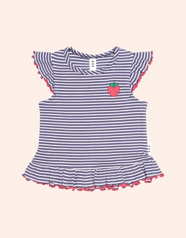 Huxbaby - Stripe Rib Peplum Tee - Babies-Kids