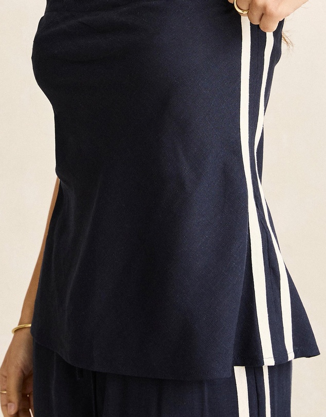 Rhythm - Contrast Linen Strapless Top