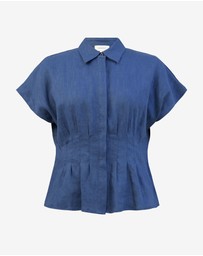Forcast - Ami Linen Pleated Tuck Shirt