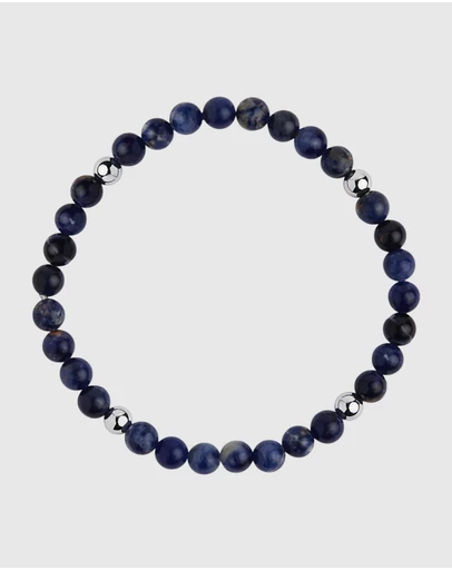 Najo - Apollo Men's 6mm Sodalite & Steel Elasticised Bracelet
