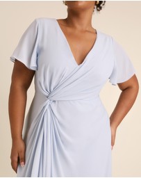 Six Stories - Knot Front Flutter Sleeve Chiffon Bridesmaid Dress