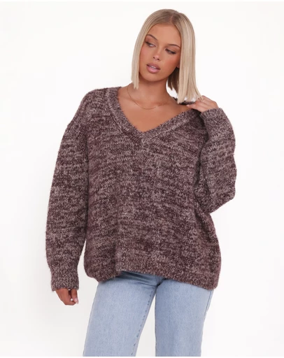 Petal & Pup - Libby Oversized Sweater - Brown Marle