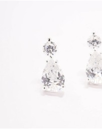 Lovisa - Sterling Silver Round Cubic Zirconia Pear Drop Earrings