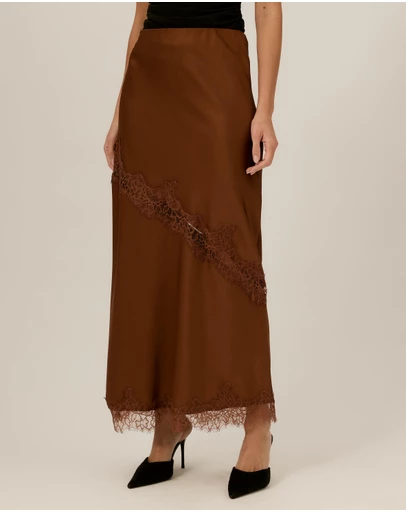 Tussah - Juliette Satin Lace Insert Maxi Skirt