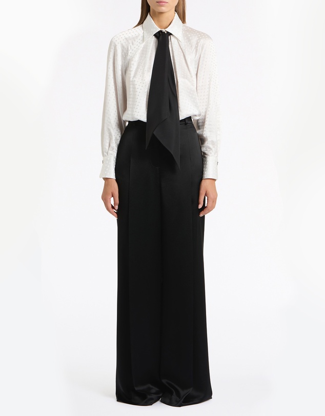 Carla Zampatti - White Jacquard Spot Contrast Scarf Top