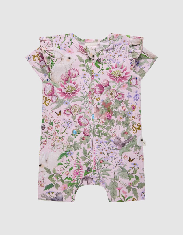 Fleur Harris - 'Heirloom Treasures' Precious Shorty Frill Coverall in Pink Multi