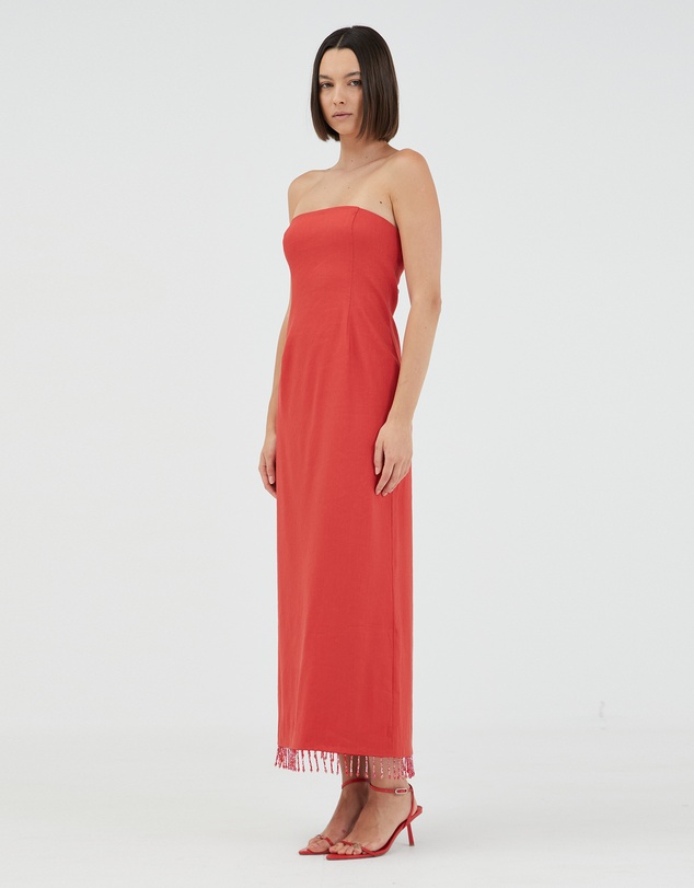 Third Form - Flame Linen Strapless Dress