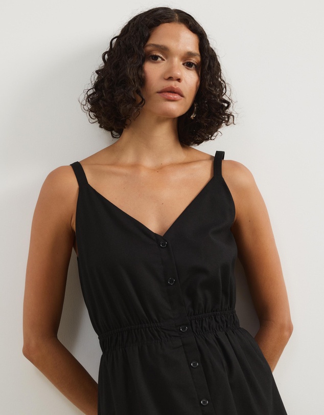Atmos&Here - Allegra Linen Blend Button Front Maxi Dress