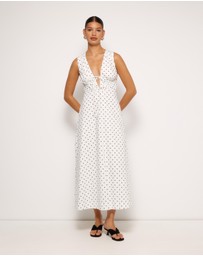 AERE - Juniper Tie Front Cotton Midi Dress