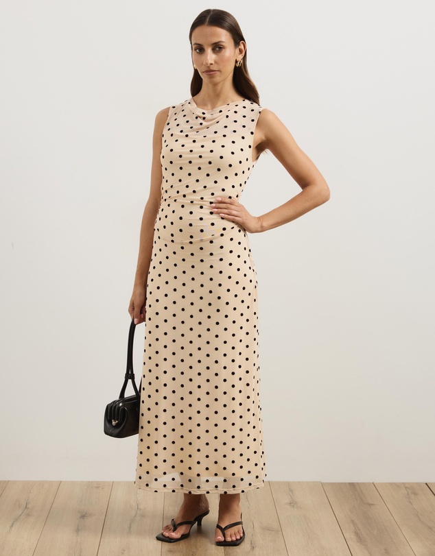 Atmos&Here - Sana Polkadot Mesh Midi Dress