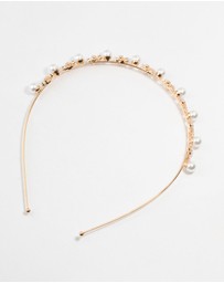 Lovisa - Gold Plated Alternating Flower & Pearl Headband
