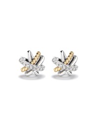 Michael Hill - Crossover Earrings with .09 Carat TW Diamonds in Sterling Silver and 10kt Yellow Gold