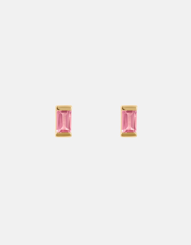 Kirstin Ash - Baguette Birthstone Studs October - Rhodolite Garnet