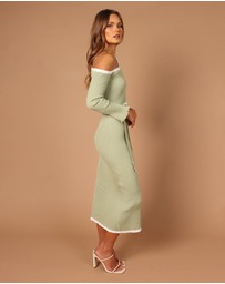 Petal & Pup - Milan Off Shoulder Midi Dress - Sage