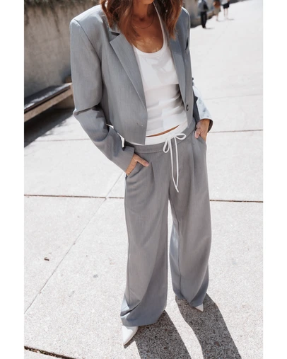Petal & Pup - Drapey Double Waistband Relaxed Trousers - Heather Grey