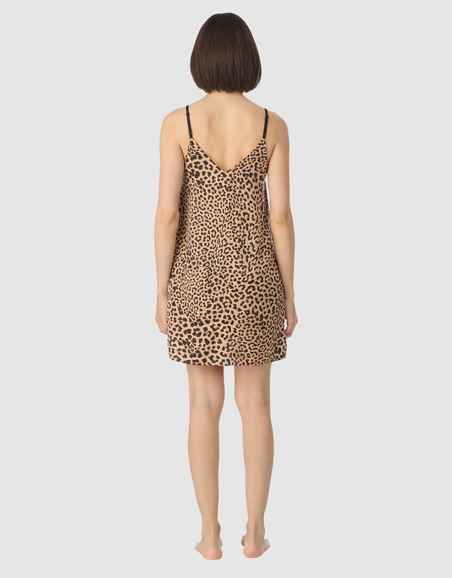 DKNY - Animal Print Short Satin Chemise Nightgown