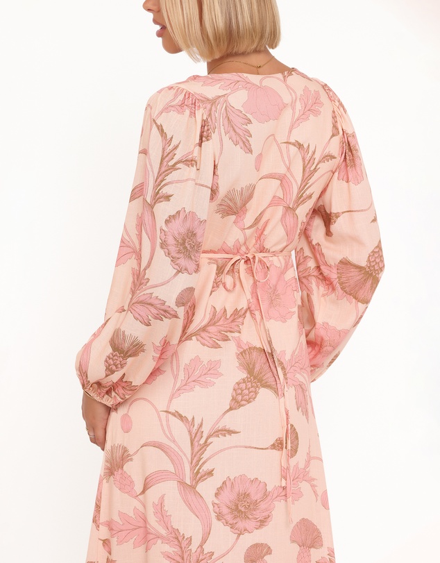 Petal & Pup - Kolby Long Sleeve Midi Dress - Pink Floral