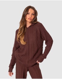 EDIKTED - Jelena Cable Knit Hoodie
