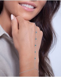 Elli Jewelry - Bracelet Hand Chain Accessory Sparkling with Blue Crystals in 925 Sterling Silver