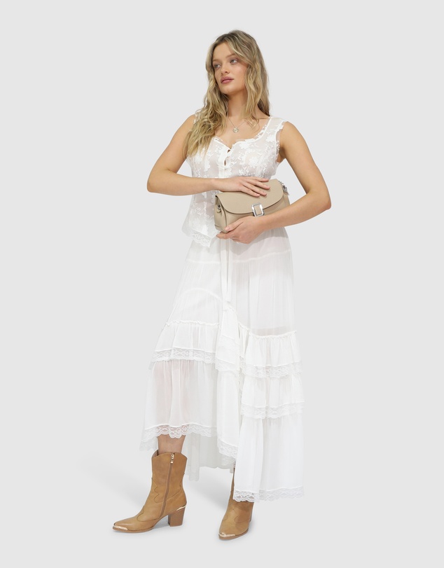 Belle & Bloom - Wanderlace Ruffle Maxi Skirt