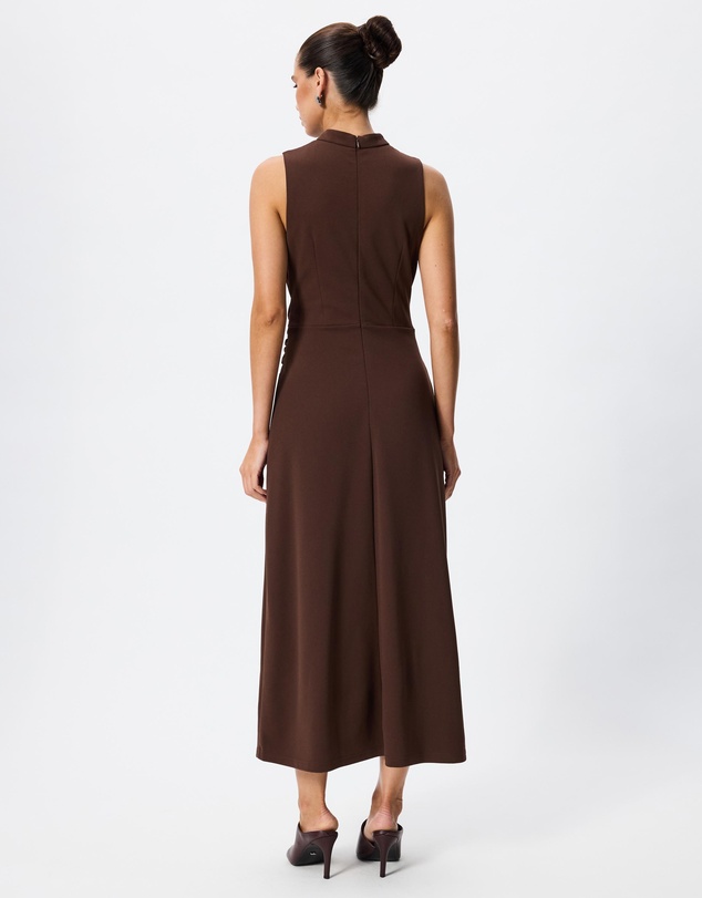 Tussah - Lillian High Neck Tie Waist Midi Dress
