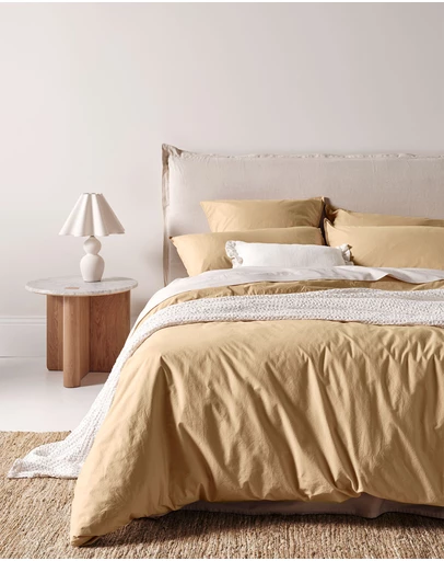 Aura Home - Evie Stonewash Organic Cotton Quilt Cover in Caramel