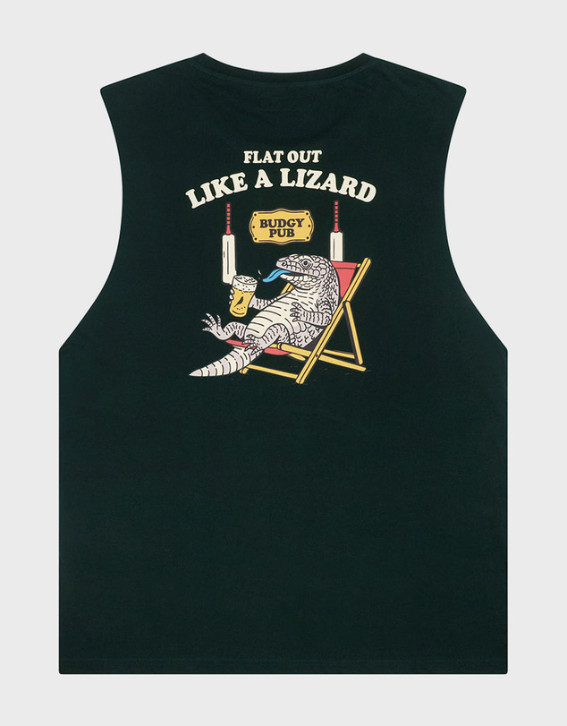 Budgy Smuggler - Green Singlet with Lounging Like A Lizard