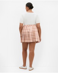 City Chic - Plus size Lilly Check Mini Skirt - pink