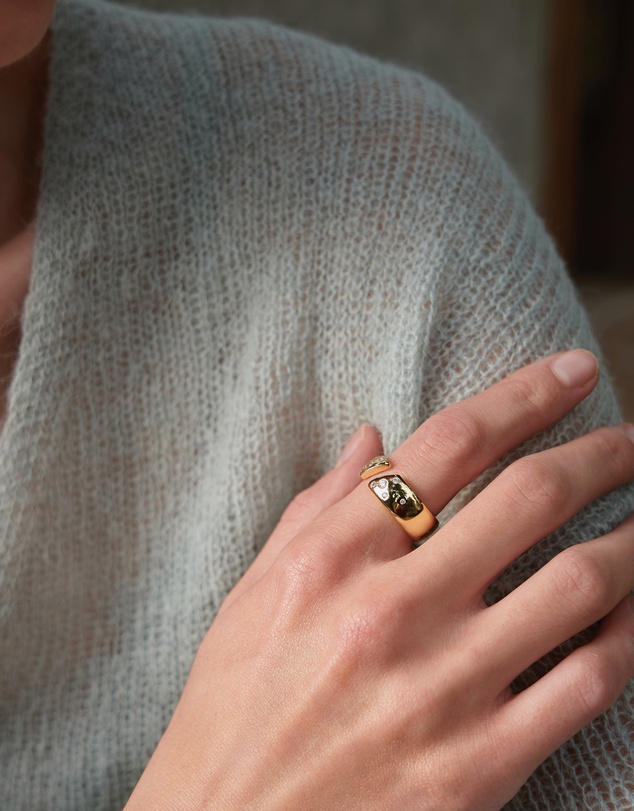 Ania Haie - Ania Haie Muse Gold Cubic Zirconia Wide Adjustable Ring