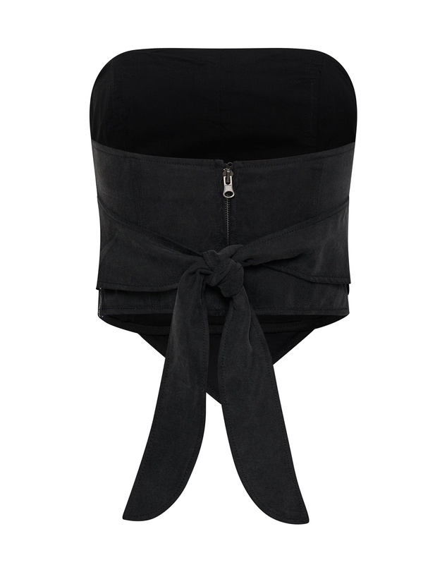 ONE TEASPOON - Studded Scarf Bustier Top - Black