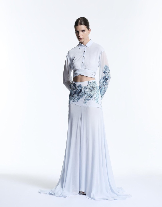 Muma World - Blue Vine Embroidered Skirt