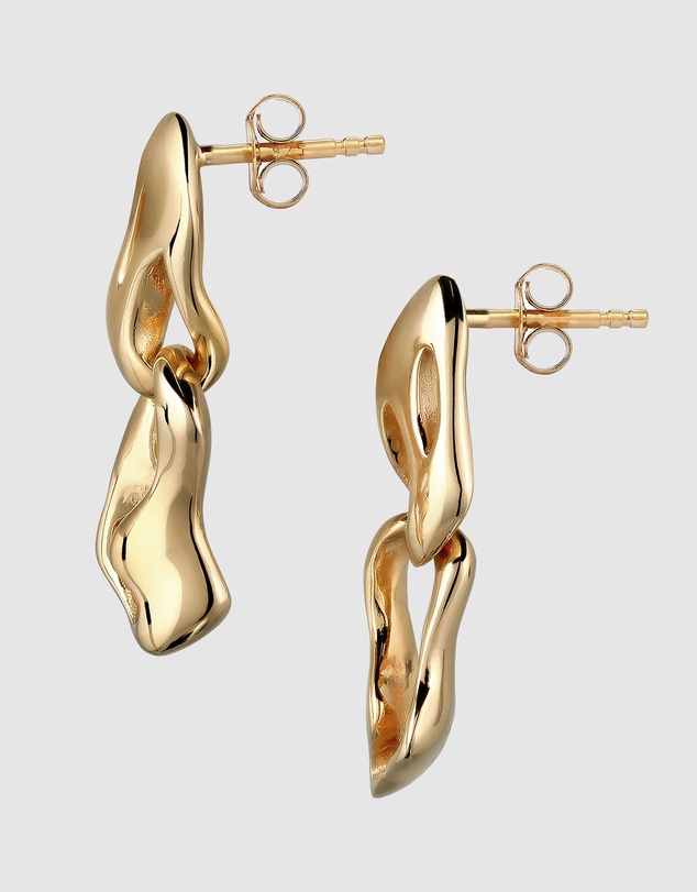 Elli Jewelry - Sculptural Melted Drop Earrings in Gold-Plated 925 Silver