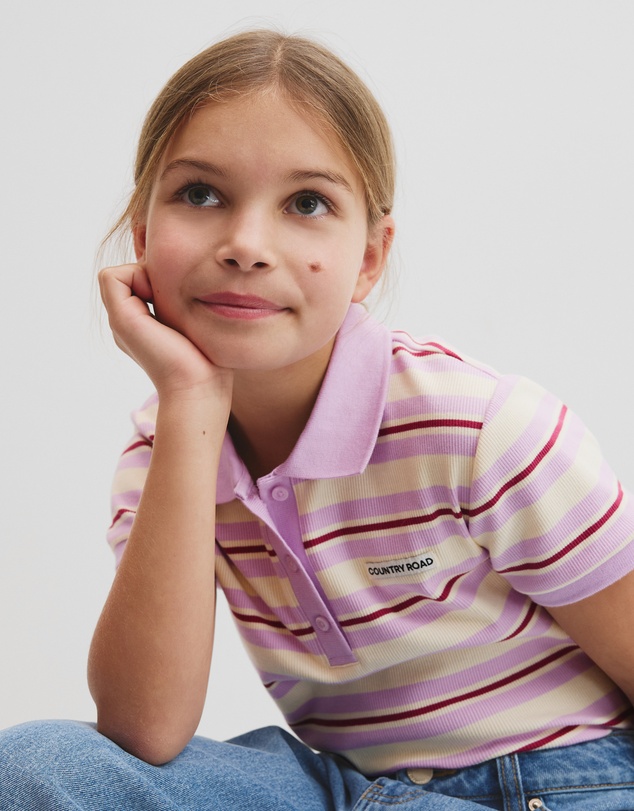 Country Road - Teen Australian Cotton Short Sleeve Stripe Polo Top